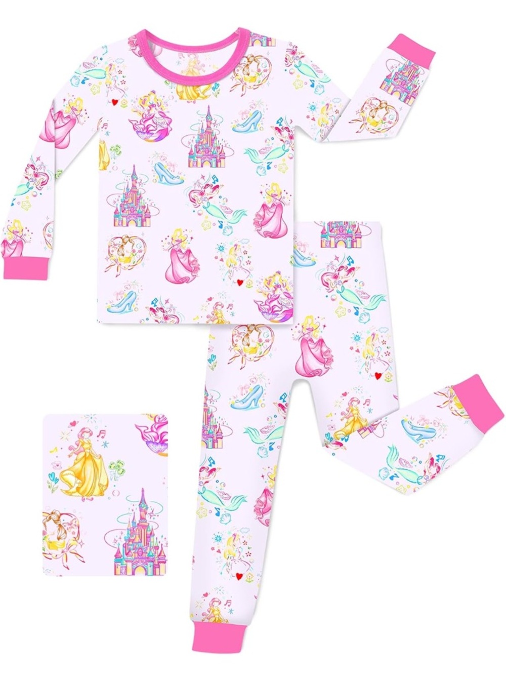 Disney Princess Bamboo Pajamas Long Sleeve PJ Set Toddler size 3-4T
